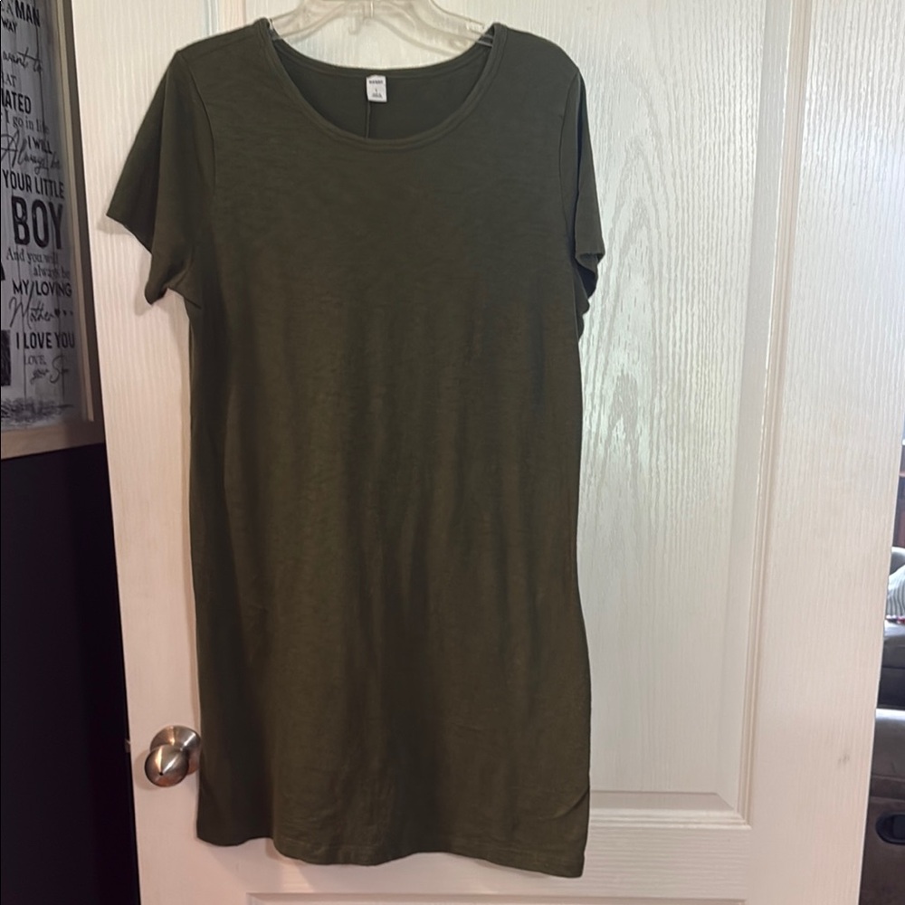 Old Navy Green Boxy Midi T-Shirt Dress